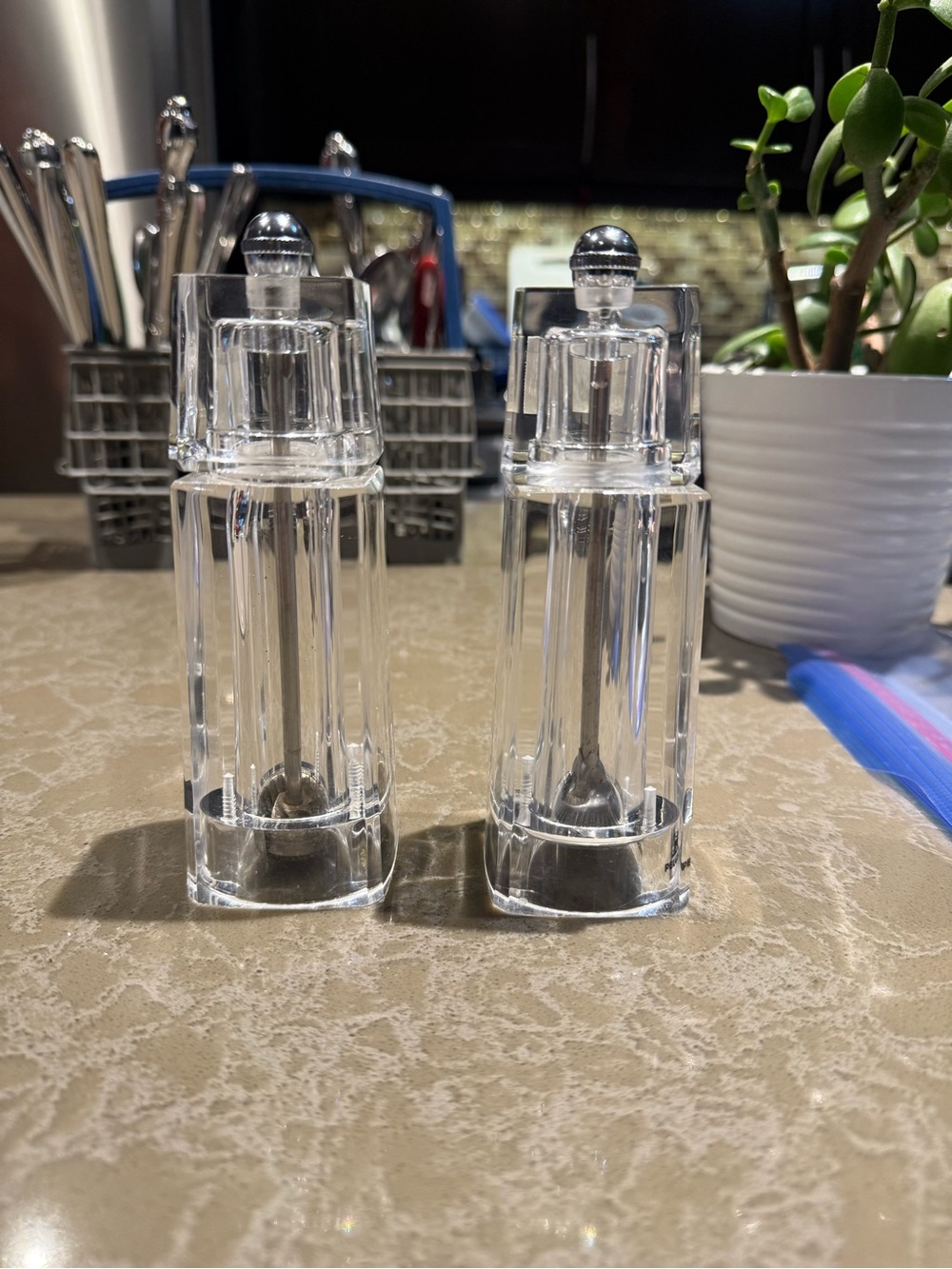 Peugeot Clear Acrylic Salt and Pepper Mills - Transparent